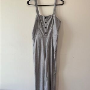 Abercrombie & Fitch Gray Sleeveless Jumpsuit with Front Buttons